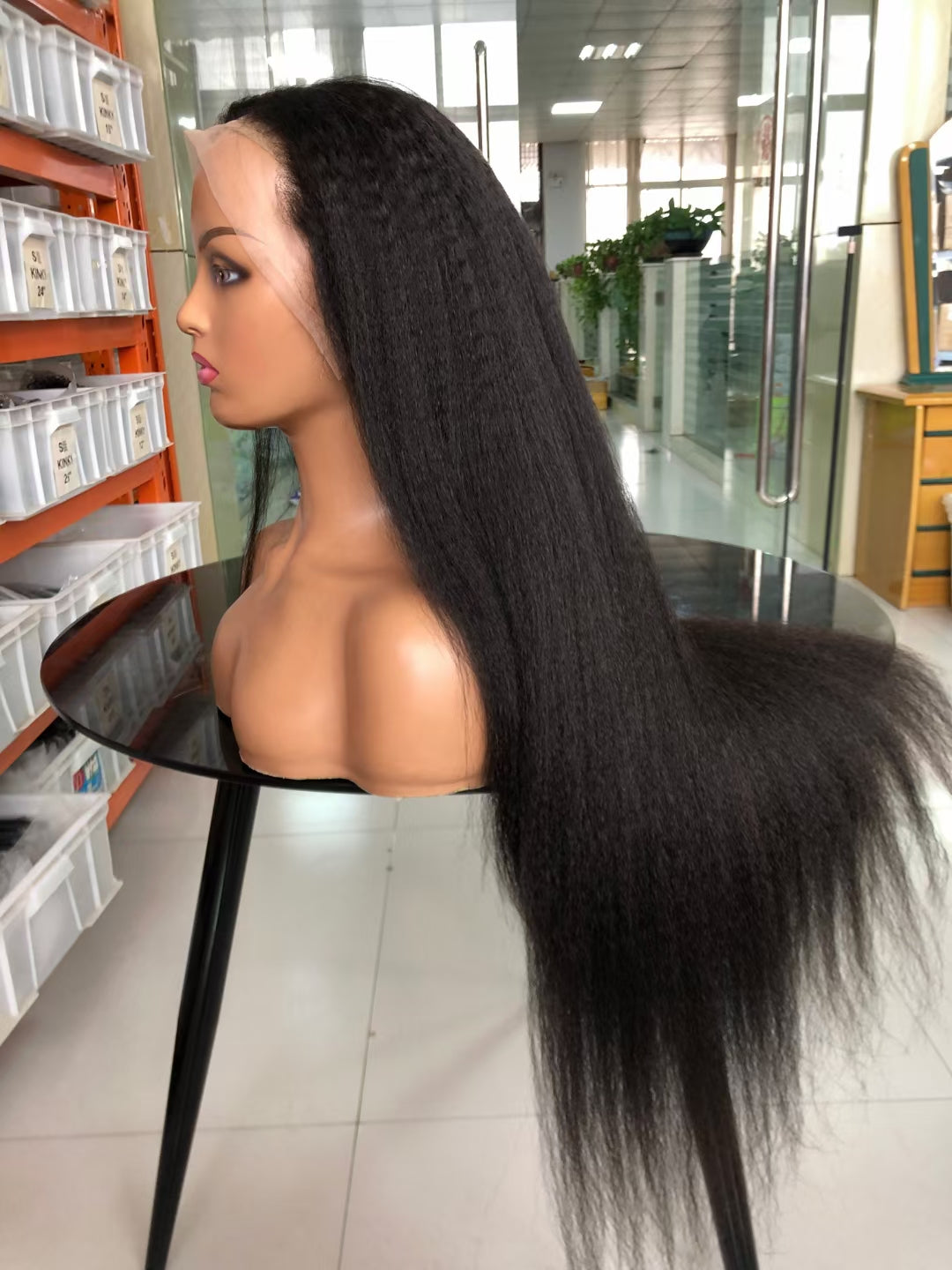 Natural color yaki lace Wig 13x4 Lace Frontal wig 100% Virgin Human Hair