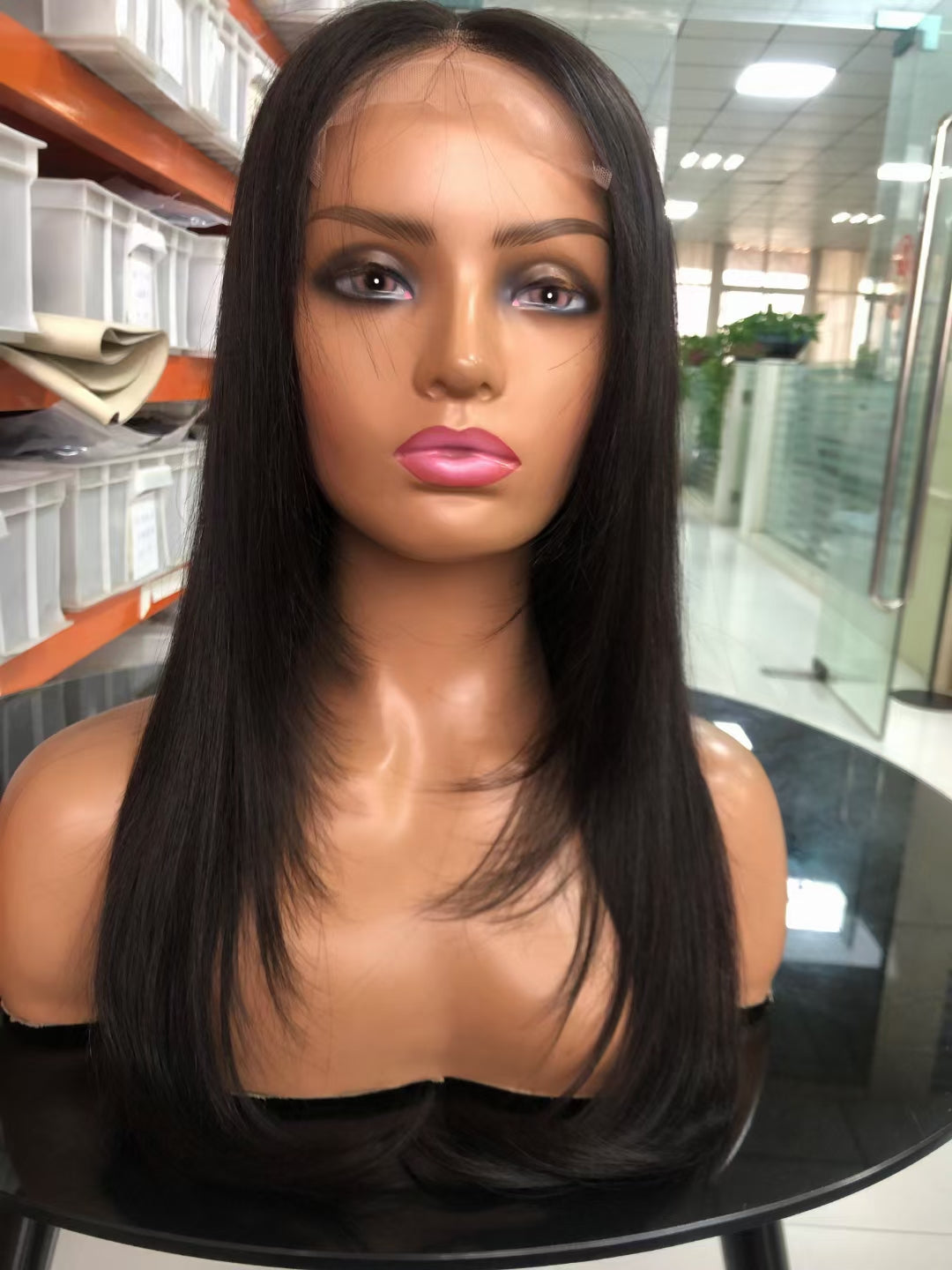 Straight Natural Black Trendy Long Layered Butterfly Haircut  4x4，5x5 Transparent Lace closure wig