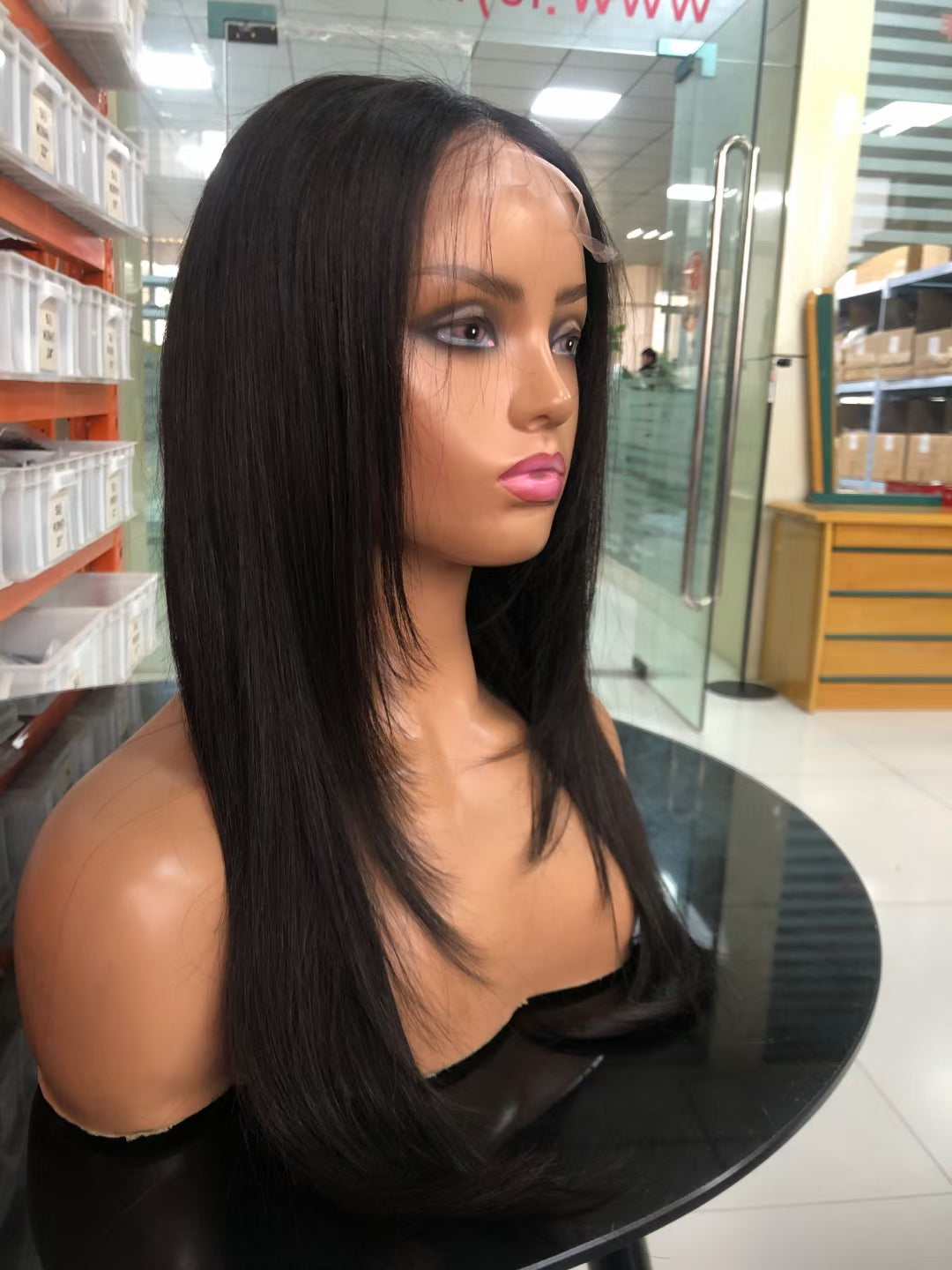 Straight Natural Black Trendy Long Layered Butterfly Haircut  4x4，5x5 Transparent Lace closure wig