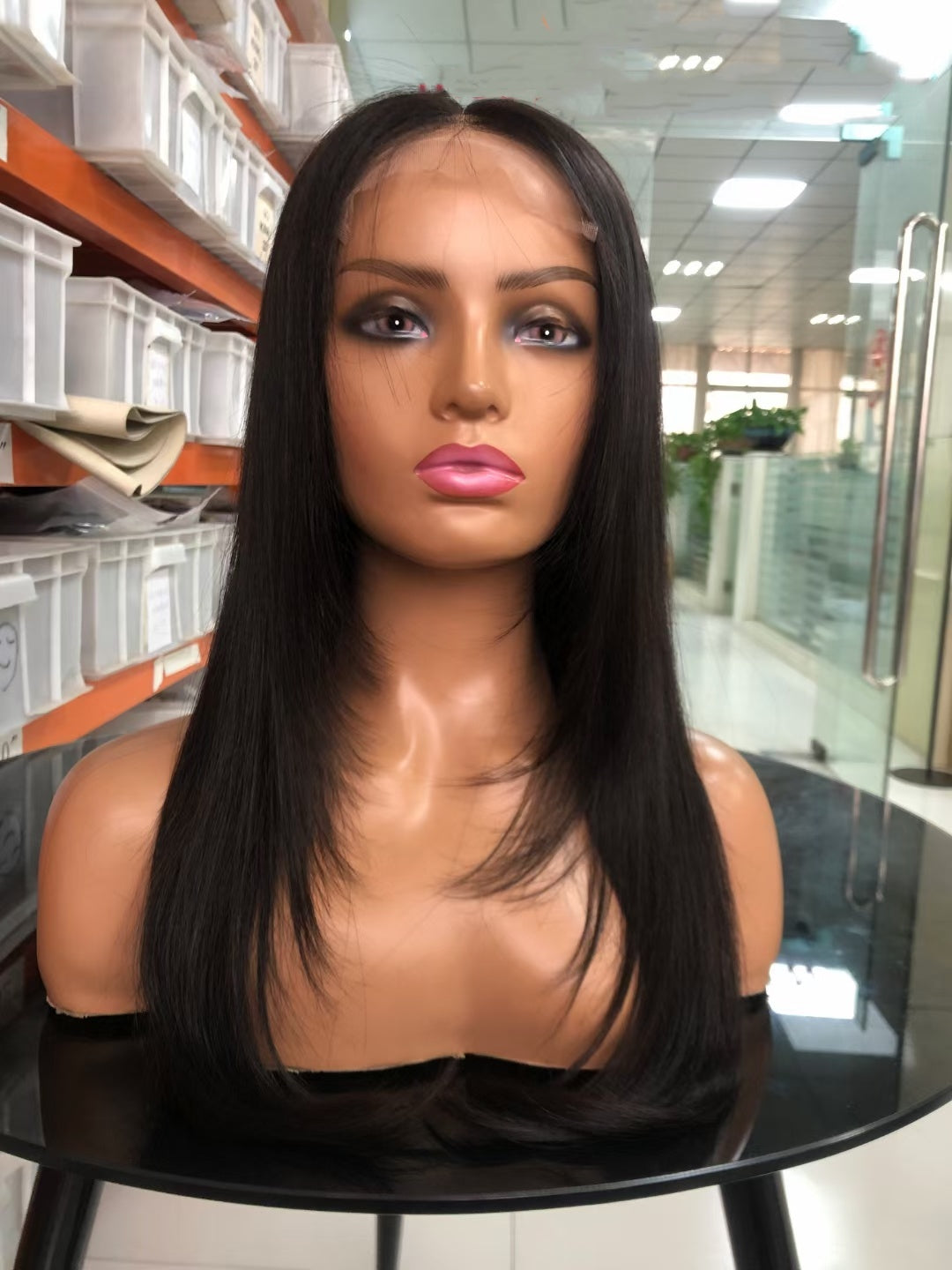 Straight Natural Black Trendy Long Layered Butterfly Haircut  4x4，5x5 Transparent Lace closure wig