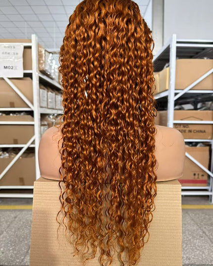 water wave golden color, 13x4 Lace Frontal wig 100% Virgin Human Hair Wig 15A