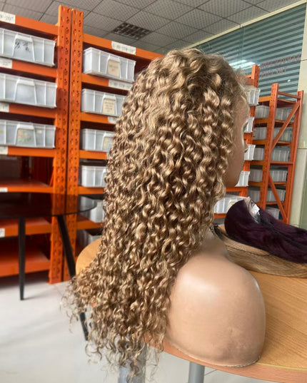 #27 water wave 4x4，5x5 Lace closure 100% Virgin Human Hair Wig 15A