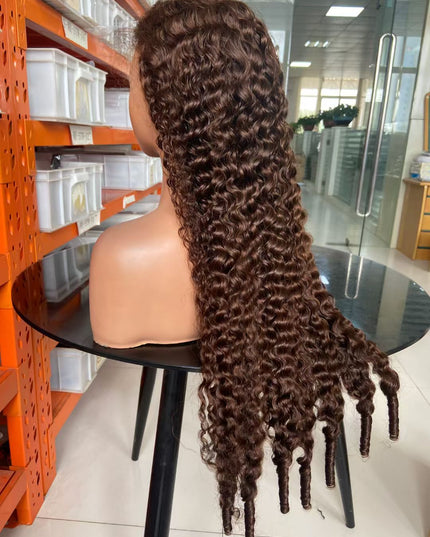 Burmese curly brown color, 13x4 Lace Frontal wig 100% Virgin Human Hair Wig 15A