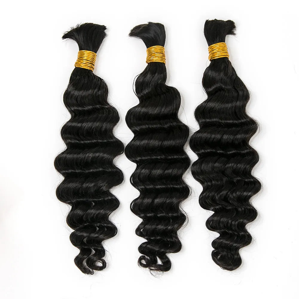 Cabello humano color negro natural de onda profunda grande 12A a granel