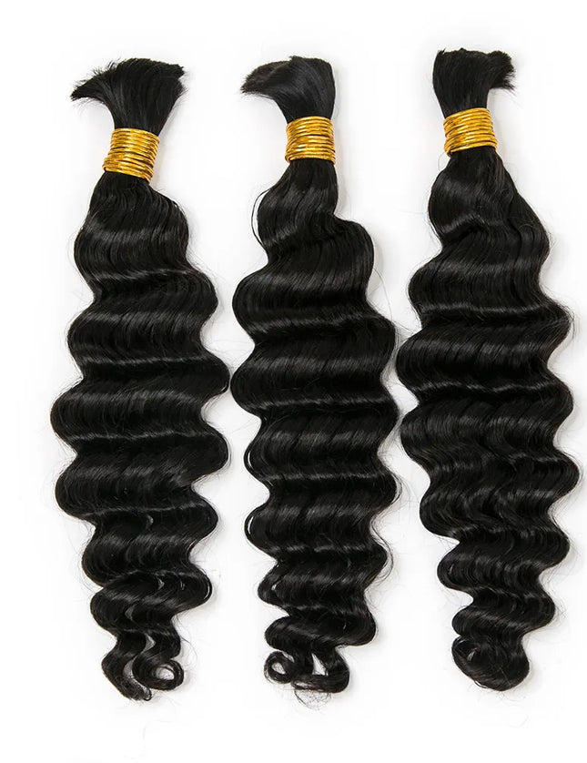 Big deep wave natural black color 15A human hair bulk