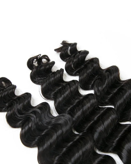 Big deep wave natural black color 15A human hair bulk