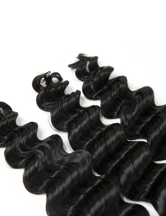 Big deep wave natural black color 15A human hair bulk