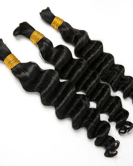 Big deep wave natural black color 15A human hair bulk