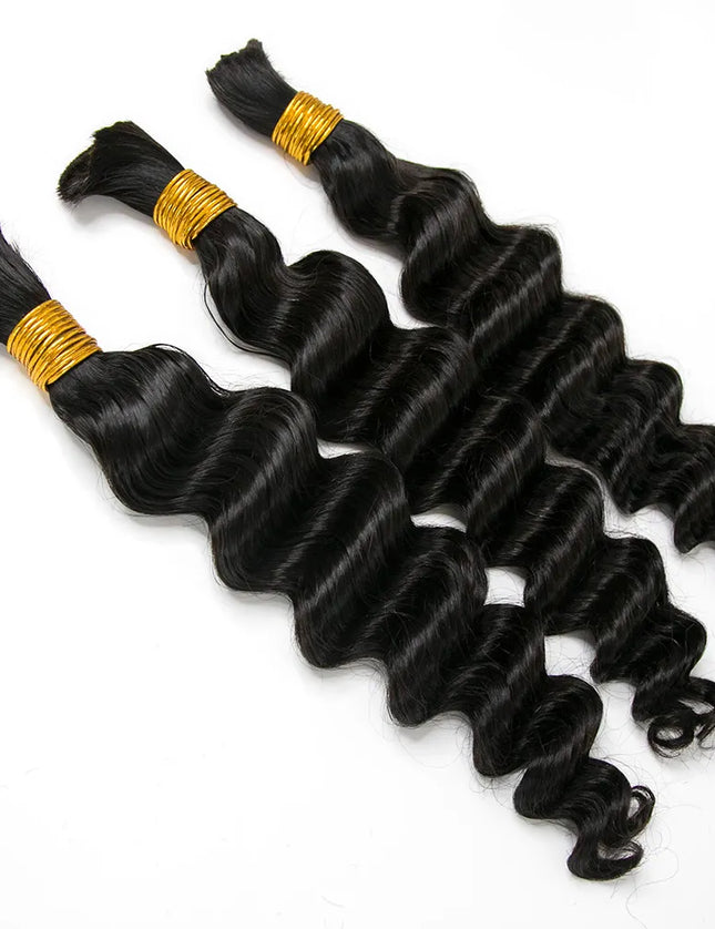 Big deep wave natural black color 15A human hair bulk