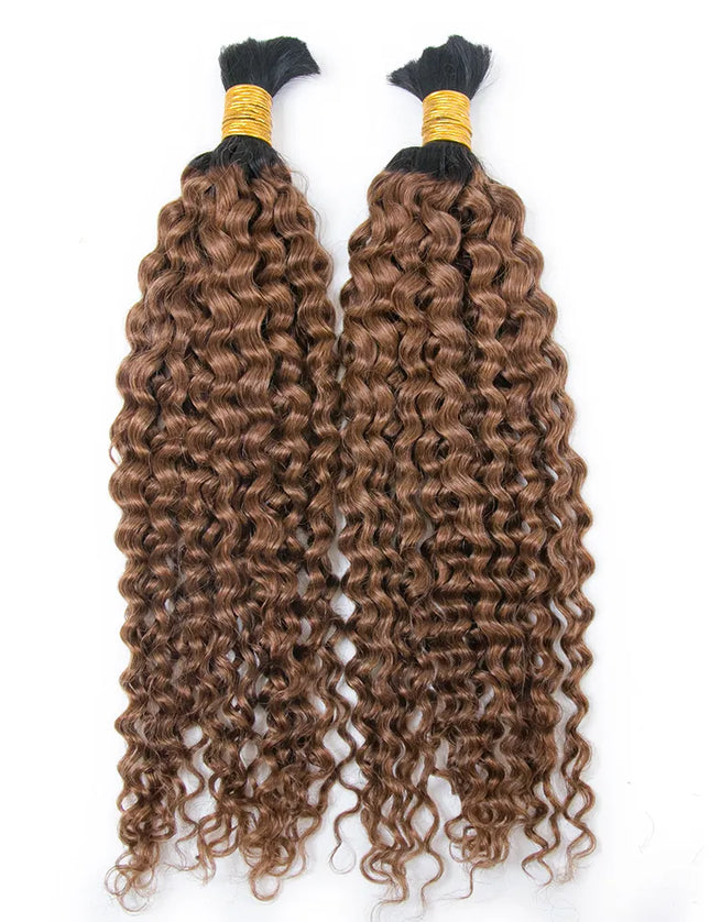 Curly wave ombre #1B/30 color 15A human hair bulk for braiding