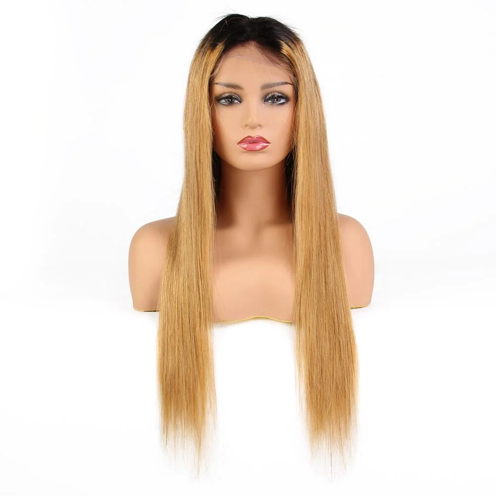 1B/27 color 13x4，Transparent Lace Frontal Straight  100% Virgin Human Hair LACE Wig 180% density