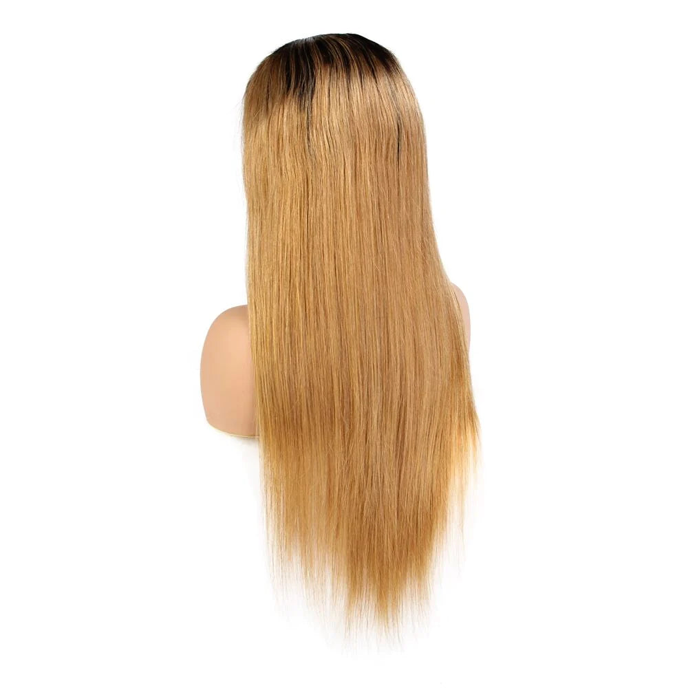 1B/27 color 13x4，Transparent Lace Frontal Straight  100% Virgin Human Hair LACE Wig 180% density