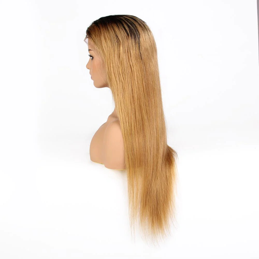 1B/27 color 13x4，Transparent Lace Frontal Straight  100% Virgin Human Hair LACE Wig 180% density