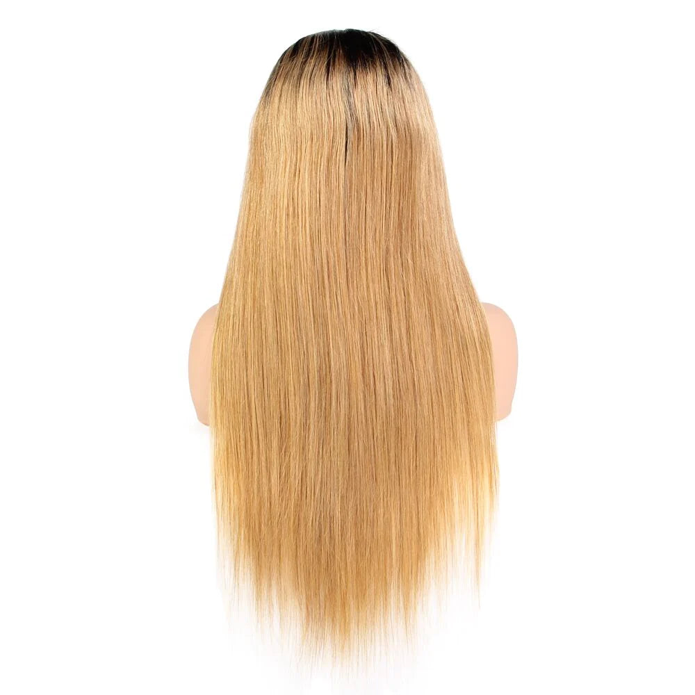 1B/27 color 13x4，Transparent Lace Frontal Straight  100% Virgin Human Hair LACE Wig 180% density