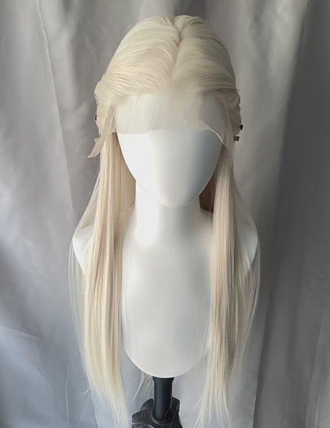 Synthetic lace frontal color wig straight---13*6---platium blonde color
