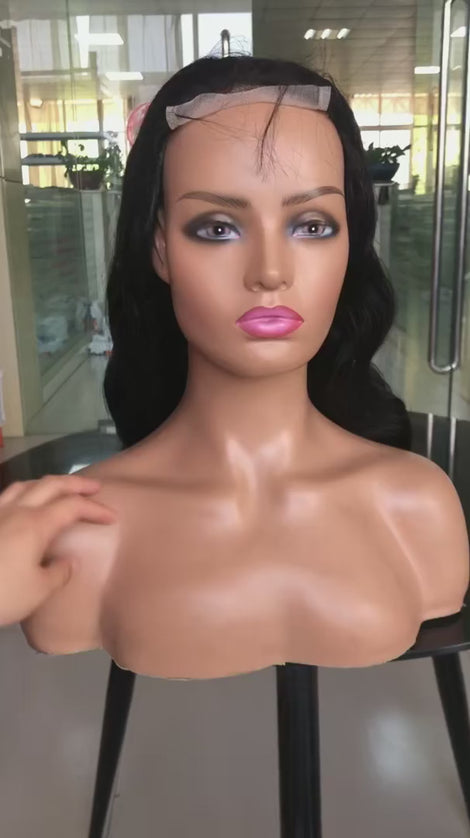 Natural Black body wave 4x4，5x5 Lace closure 100% Virgin Human Hair Wig 15A