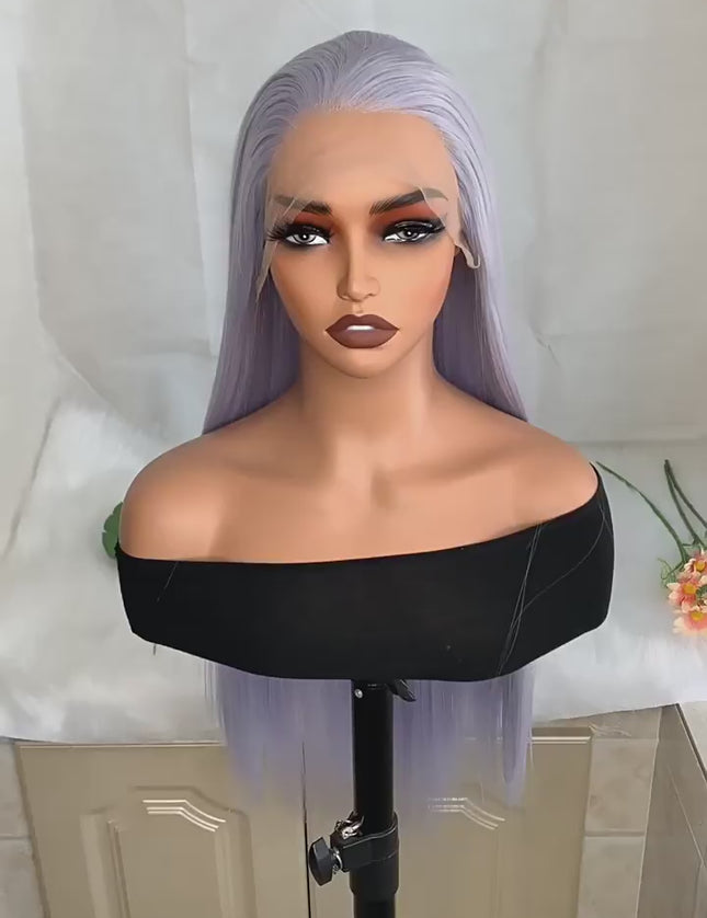 Synthetic lace frontal color wig straight---13*4---lavender purple color--pay 1 get 2