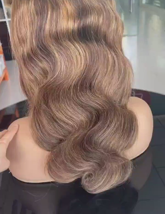 M4/27 color body wave Lace Frontal wig 13x4 Virgin Human Hair 15A