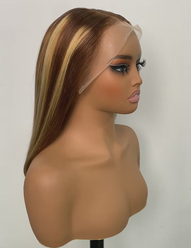 Double drawn #P4/27  Bob Wig 13x4 Lace Front 100% Virgin Human Hair 180% density