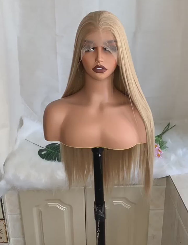 Synthetic lace frontal color wig---13*6---highlight blonde color