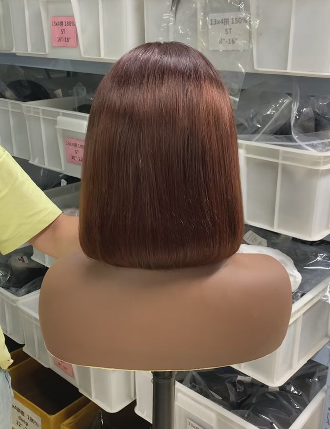 brown color Bob Wig 13x4 Lace Front 100% Virgin Human Hair 150% density