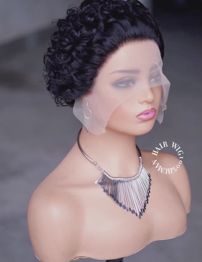 Pixie Cut WIG 13*1 lace part ---JK2016---1B#--buy 1 get 2