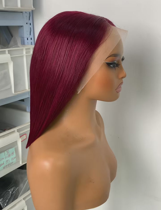 Double drawn #99J  Bob Wig 13x4 Lace Front 100% Virgin Human Hair 180% density