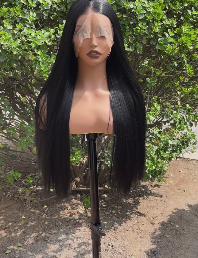 Synthetic lace frontal color wig---13*6---natural black color