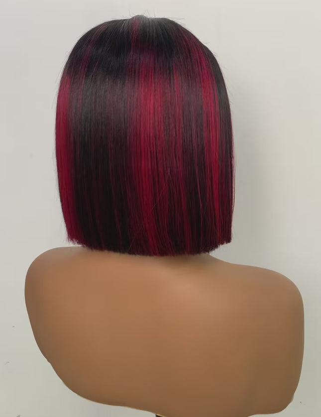 Double drawn P 1b/purple color Bob Wig 4x4，5*5 Lace closure wig 100% Virgin Human Hair 180% density