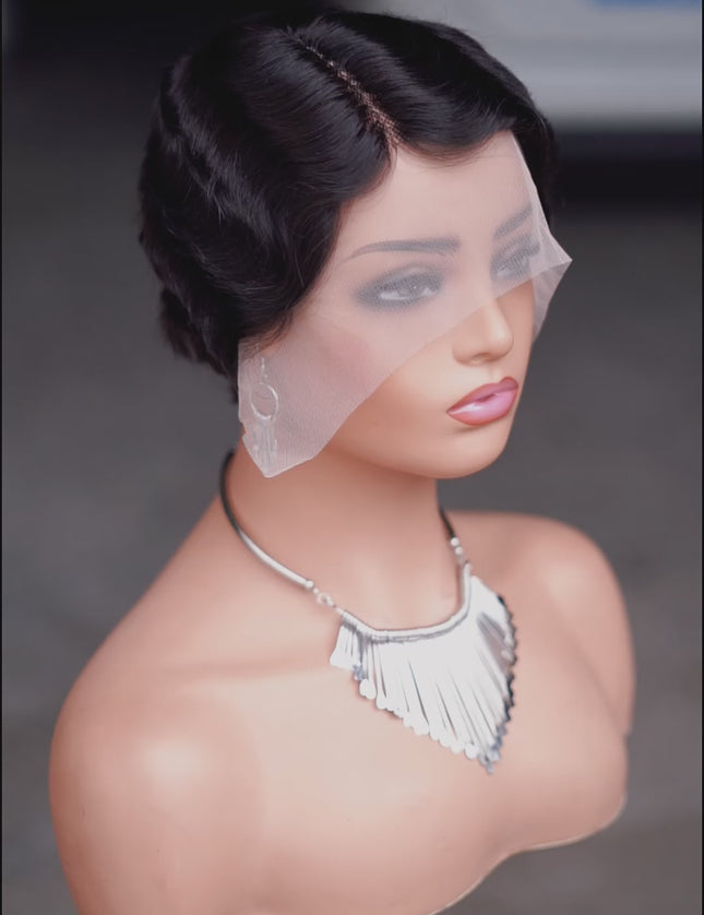Pixie Cut Wig 13*4*1 lace part ---JK9012T-1B#