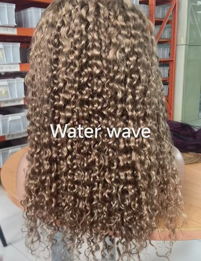 #27 water wave 4x4，5x5 Lace closure 100% Virgin Human Hair Wig 15A