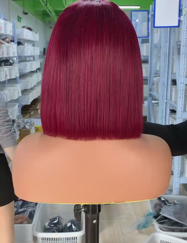Color #burgundy Bob Wig 2x6 Lace closure wig 100% Virgin Human Hair