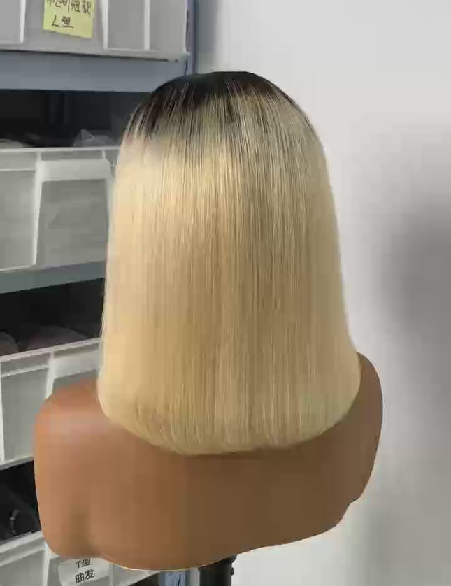 Ombre color #1B/613 Bob Wig 13x4 Lace Front 100% Virgin Human Hair