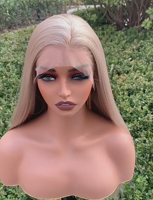 Synthetic lace frontal color wig straight---13*4--- beige color--pay 1 get 2