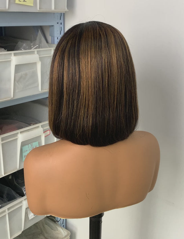 Machine made bob wig with a bang P4/30 color 100% Virgin Human Hair 150% density