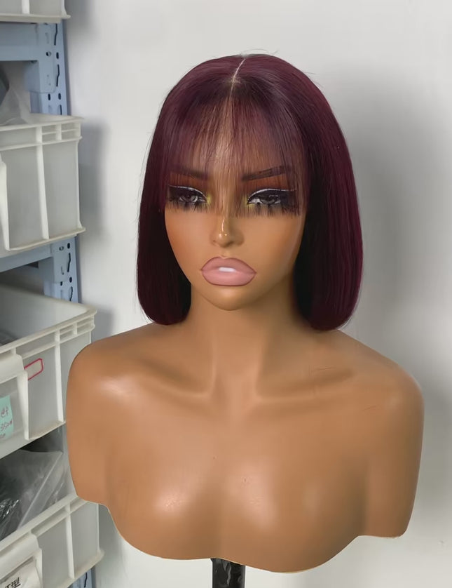 Color #99j  Bob Wig 3x1 Lace closure 100% Virgin Human Hair