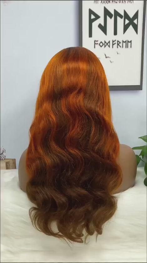 Body wave #4/350 lace Frontal 13x4，180% density Virgin Human Hair Wig 15A