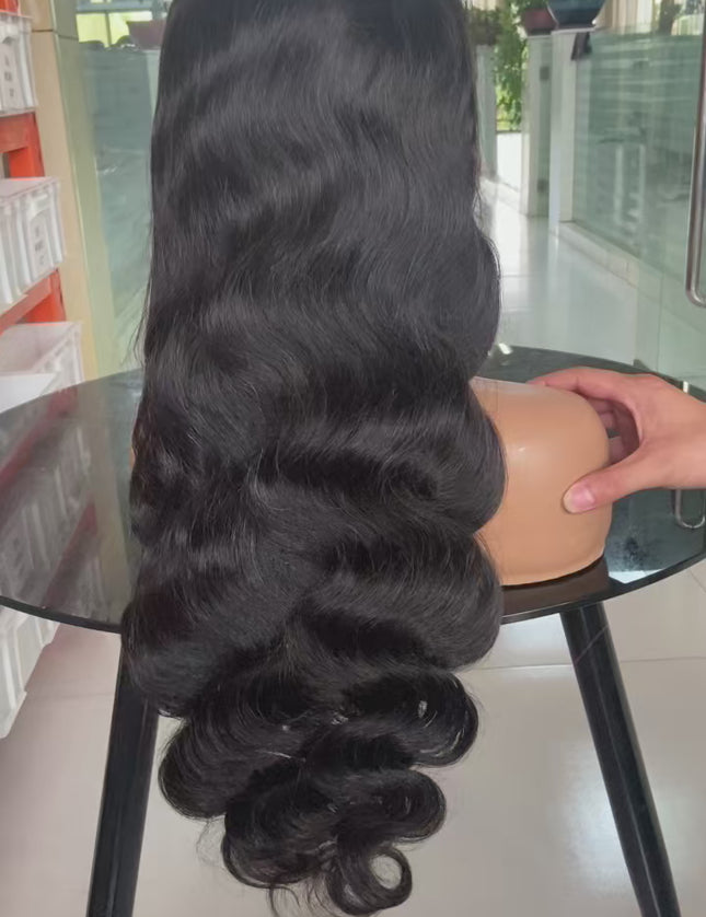 Body wave natural black color Lace Frontal 13x4 Virgin Human Hair Wig 15A