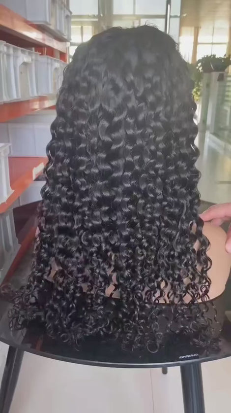 Italy wave Natural Black 4x4，5x5 Lace closure 100% Virgin Human Hair Wig 15A