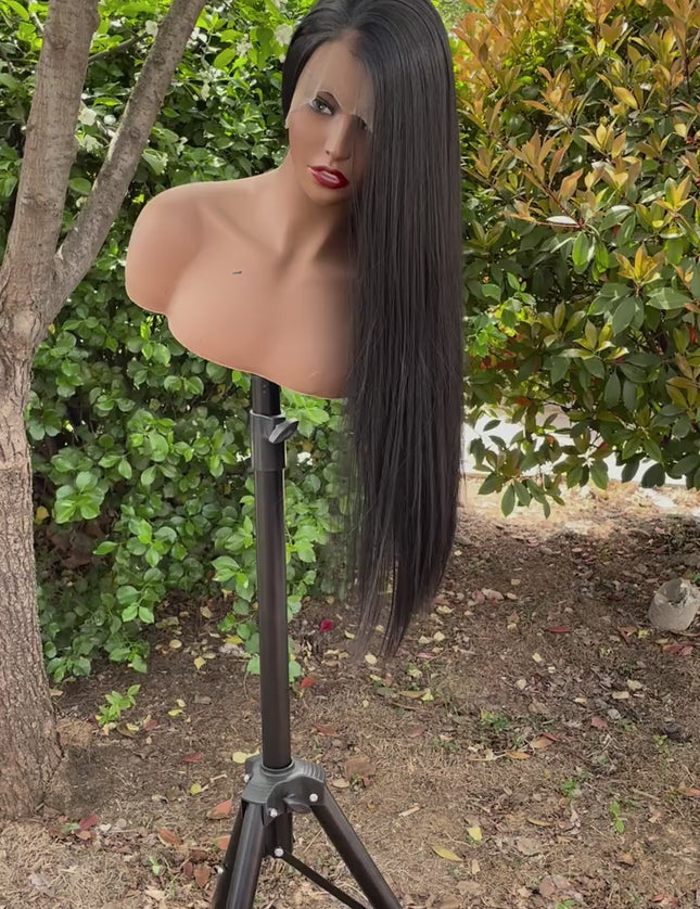 Synthetic lace frontal color wig straight---13*6---natural black color