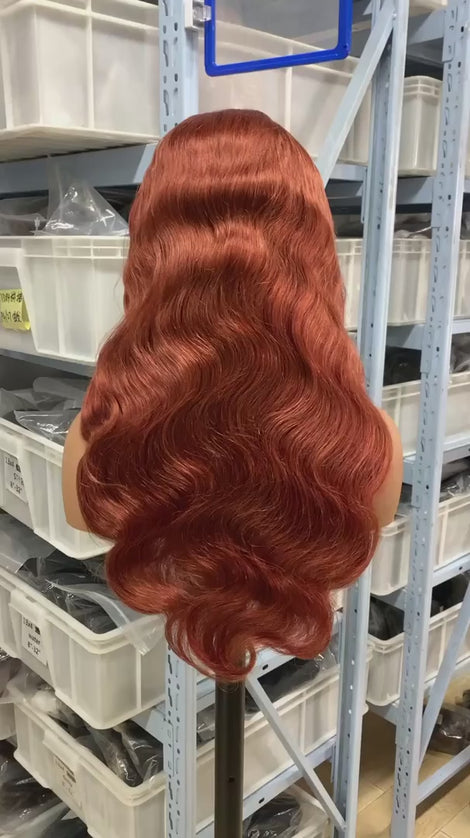 Reddish brown Color 33 4x4, 5*5 body wave Lace closure 100% Virgin Human Hair Wig 15A