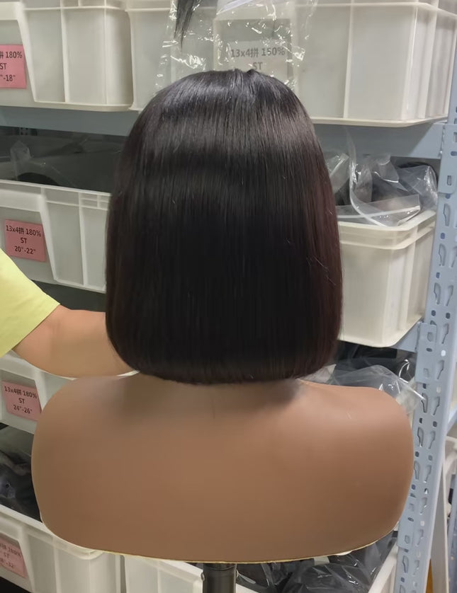 black color Bob Wig 13x4 Lace Front 100% Virgin Human Hair 150% density