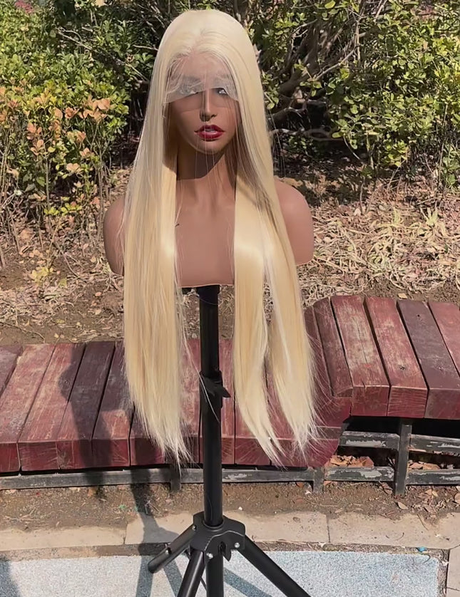 Synthetic lace frontal color wig straight---13*4---blonde color--pay 1 get 2