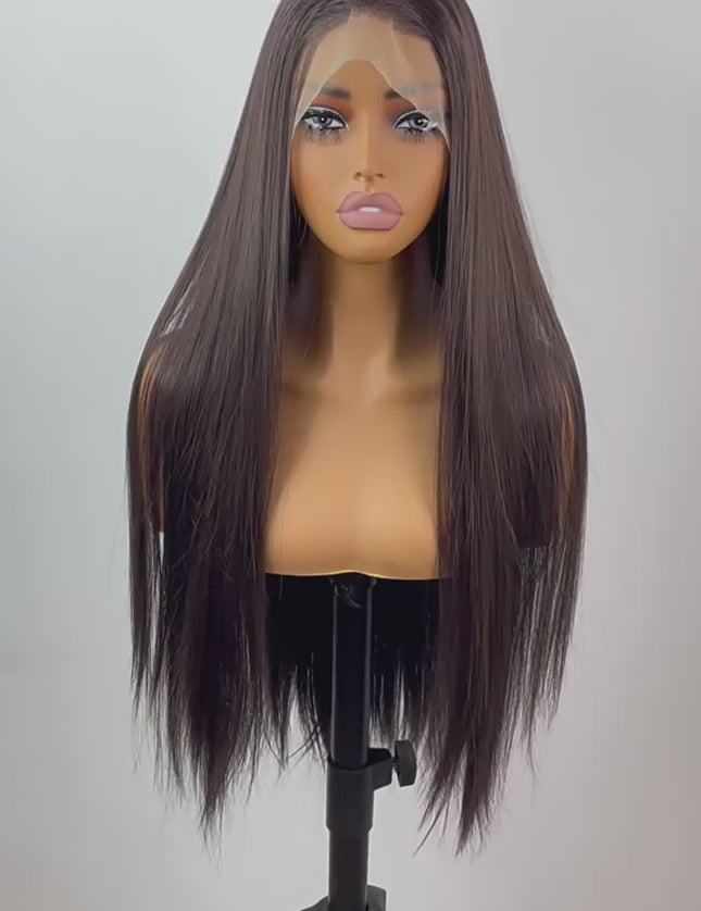 Synthetic straight full lace wig----natural black color