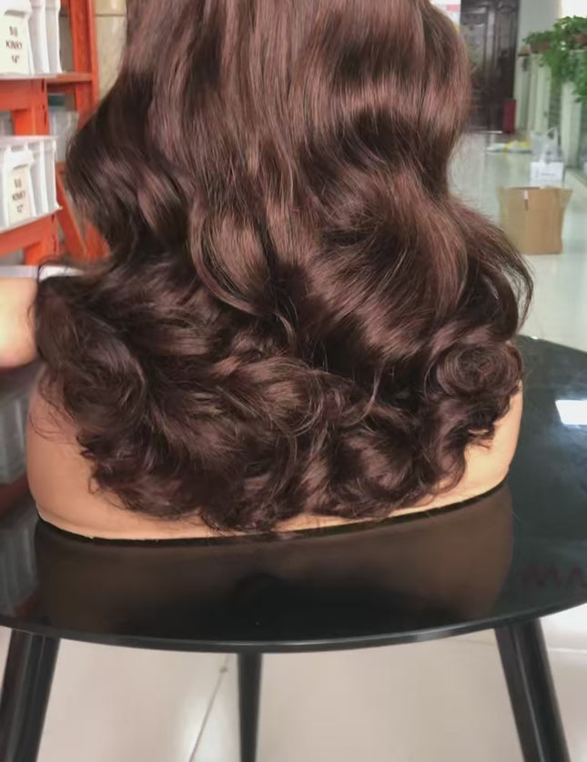 brown color fashion wave lace Frontal 13x4 Virgin Human Hair Wig 15A