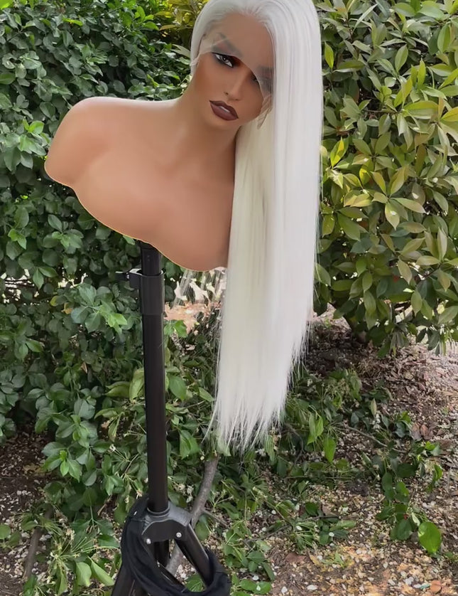 Fiber lace frontal color wig straight---13*4---White color---pay 1 get 2