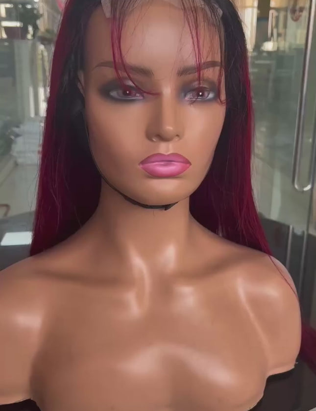 Straight ombre 1b/99j 4x4，5x5 Lace closure 100% Virgin Human Hair Wig 15A