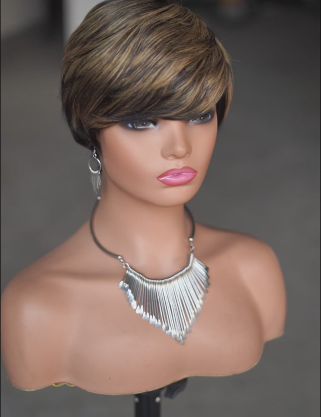 Machine made pixie cut wig---JK9149---#P1B/27---pay 1 get 2
