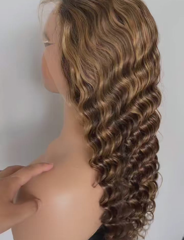 Deep wave  #P4/27 color lace Frontal 13x4 Virgin Human Hair Wig 15A