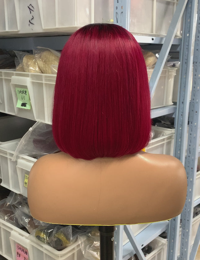 Double drawn omnre 1b/99j color Bob Wig 4x4，5*5 Lace closure wig 100% Virgin Human Hair 180% density